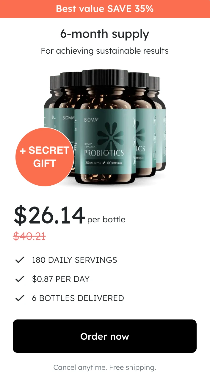 35% Discount for six month Bioma Probiotics Package